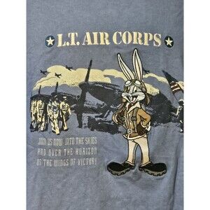 Vintage 90's Looney Tunes L.T. AIR CORPS Embroidered Bugs Bunny Sz LARGE